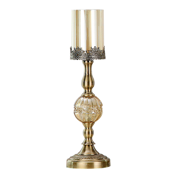 47cm Glass Candle Holder Candle Stand Glass/Metal image