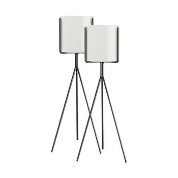 2X 80cm Tripod Flower Pot Plant Stand with White Flowerpot Holder Rack Indoor Display image