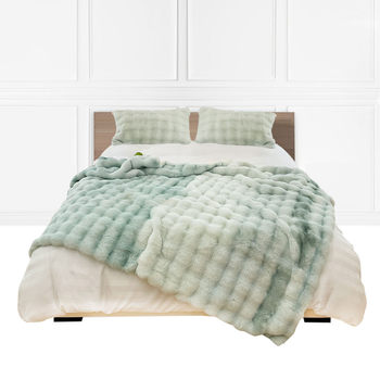 200cm Light Green Fuzzy Super Soft and Cozy Fluffy Throw Blanket image