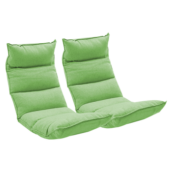 2X Foldable Tatami Floor Sofa Bed Meditation Lounge Chair Recliner Lazy Couch Green image