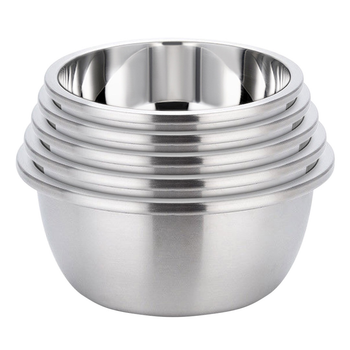 5Pcs Deepen Polished Stainless Steel Stackable Baking Washing Mixing Bowls Set Food Storage Basin image