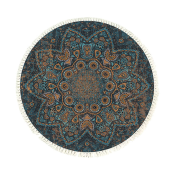 120cm Mandala Pattern Circle Area Rugs for Living Room Lounge, Anti-slip Doormat, Home Decor image