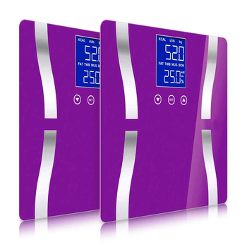 2X Glass LCD Digital Body Fat Scale Bathroom Electronic Gym Water Weighing Scales Purple image