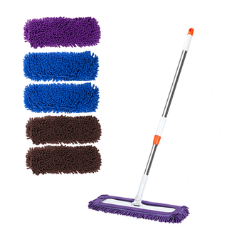 60x12 Microfiber Flat Mop Floor Cleaning Pads Rotating Dust Remover 3 Color image