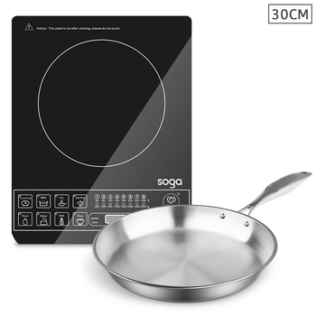 Electric Smart Induction Cooktop and 30cm Stainless Steel Fry Pan Cooking Frying Pan image