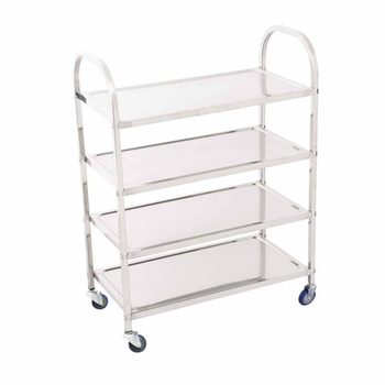 4 Tier Stainless Steel Kitchen Dinning Food Cart Trolley Utility Size Square Small image