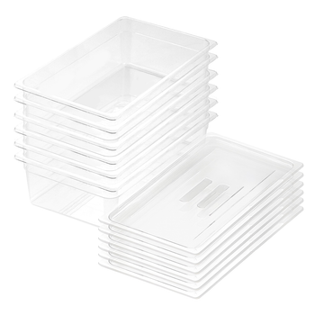 150mm Clear Gastronorm GN Pan 1/1 Food Tray Storage Bundle of 6 with Lid image