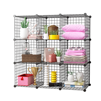 Black Portable 9-Cube Storage Organiser Foldable DIY Modular Grid Space Saving Shelf image