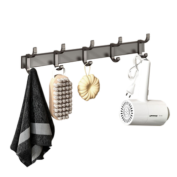 37cm Wall Mounted Towel Rack Space-Saving Hanger Organiser with Durable Hooks image