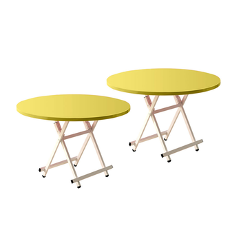 2X Yellow Dining Table Portable Round Surface Space Saving Folding Desk Home Decor image