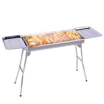 Skewers Grill with Side Tray Portable Stainless Steel Charcoal BBQ Outdoor 6-8 Persons image