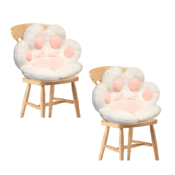 2X White Paw Shape Cushion Warm Lazy Sofa Decorative Pillow Backseat Plush Mat Home Decor image