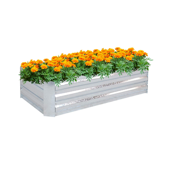 120cm Rectangle Galvanised Raised Garden Bed Vegetable Herb Flower Outdoor Planter Box image