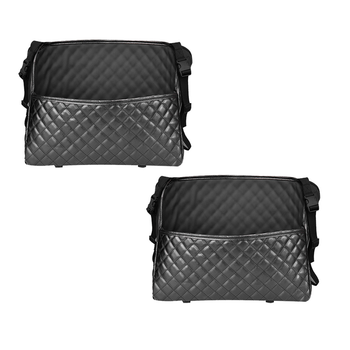 2X Black Leather Car Storage Portable Hanging Organizer Backseat Multi-Purpose Interior Accessories Bag image