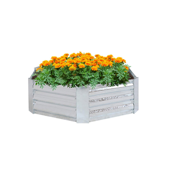 60cm Hexagon Shape Galvanised Raised Garden Bed Vegetable Herb Flower Outdoor Planter Box image