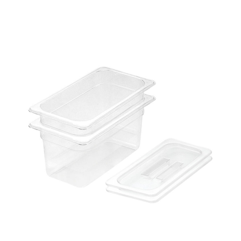 150mm Clear Gastronorm GN Pan 1/3 Food Tray Storage Bundle of 2 with Lid image