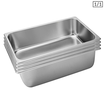 4X Gastronorm GN Pan Full Size 1/1 GN Pan 20cm Deep Stainless Steel Tray image