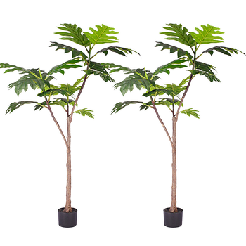 2X 150cm Artificial Natural Green Split-Leaf Philodendron Tree Fake Tropical Indoor Plant Home Office Decor image