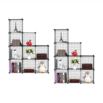 2X Black Portable 9-Cube 3 Column Storage Organiser Foldable DIY Modular Grid Space Saving Shelf image