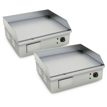 2X Electric Stainless Steel Flat Griddle Grill BBQ Hot Plate 2200W image