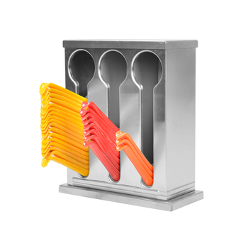 Stainless Steel Buffet Restaurant Spoon Utensil Holder Storage Rack 3 Holes image