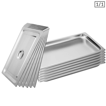 6X Gastronorm GN Pan Full Size 1/1 GN Pan 2cm Deep Stainless Steel Tray With Lid image