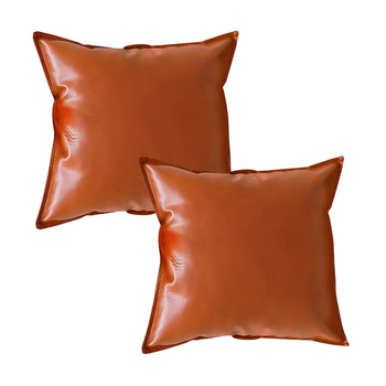 2X 45cm Light Luxury Urban Simulated Leather Wide Edge Throw Pillow image
