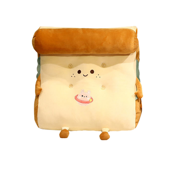 Smiley Face Toast Bread Wedge Cushion Stuffed Plush Cartoon Back Support Pillow Home Decor image