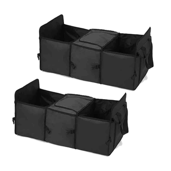 2X Car Portable Storage Box Waterproof Oxford Cloth Multifunction Organizer Black image