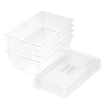 150mm Clear Gastronorm GN Pan 1/1 Food Tray Storage Bundle of 4 with Lid image