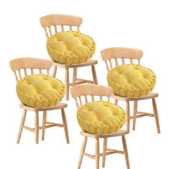 4X Yellow Round Cushion Soft Leaning Plush Backrest Throw Seat Pillow Home Office Decor image