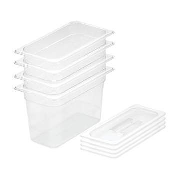 200mm Clear Gastronorm GN Pan 1/3 Food Tray Storage Bundle of 4 with Lid image