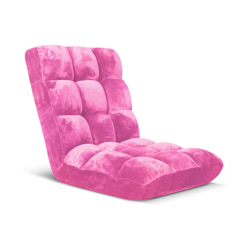 Floor Recliner Folding Lounge Sofa Futon Couch Folding Chair Cushion Light Pink image