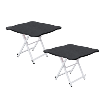 2X Black Minimalist Cat Ear Folding Table Indoor Outdoor Portable Stall Desk Home Decor image