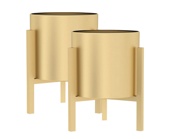 2X 30CM Gold Metal Plant Stand with Flower Pot Holder Corner Shelving Rack Indoor Display image