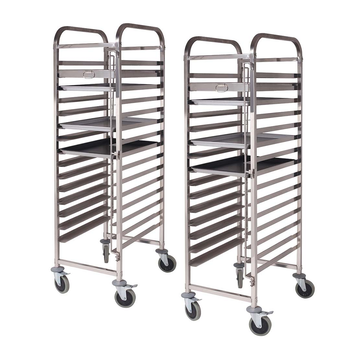 2X Gastronorm Trolley 16 Tier Stainless Steel Cake Bakery Trolley Suits 60*40cm Tray image
