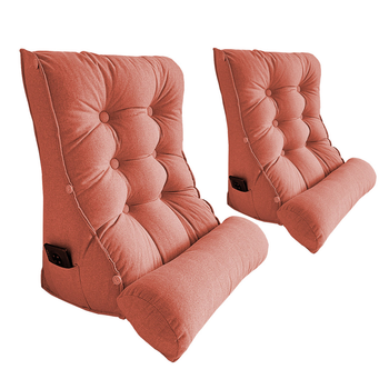 2X 45cm Peach Triangular Wedge Lumbar Pillow Headboard Backrest Sofa Bed Cushion Home Decor image