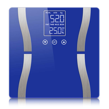 Glass LCD Digital Body Fat Scale Bathroom Electronic Gym Water Weighing Scales Blue image