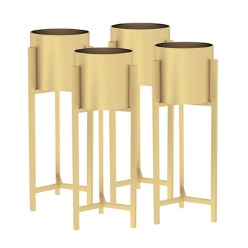 4X 60cm Gold Metal Plant Stand with Flower Pot Holder Corner Shelving Rack Indoor Display image