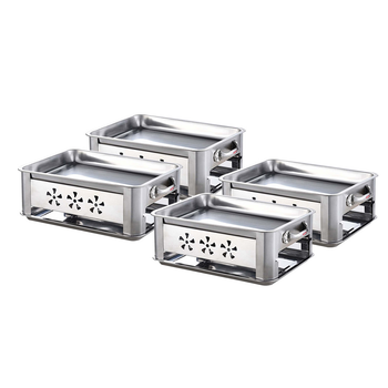 4X 45CM Portable Stainless Steel Outdoor Chafing Dish BBQ Fish Stove Grill Plate image