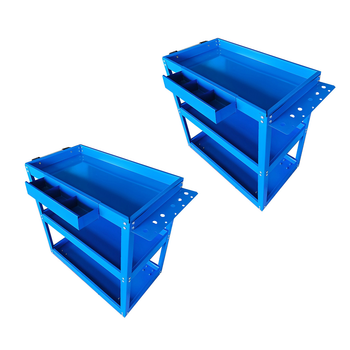2X 3 Tier Tool Storage Cart Portable Service Utility Heavy Duty Mobile Trolley Blue image