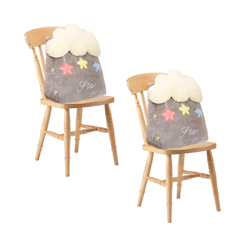 2X Grey Cute Cloud Cushion Soft Leaning Lumbar Wedge Pillow Bedside Plush Home Decor image