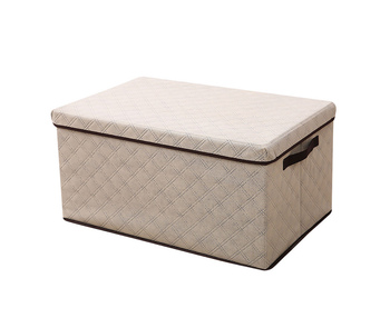 Extra Large Beige Non-Woven Diamond Quilt Grid Fabric Storage/Organizer Box image