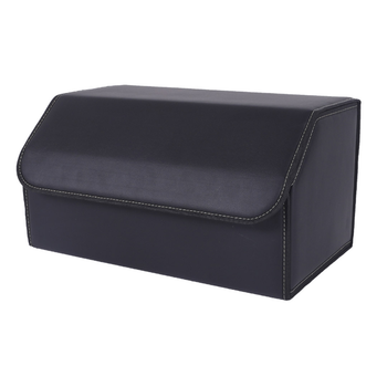 Leather Car Boot Collapsible Foldable Trunk Cargo Organizer Portable Storage Box Black Large image