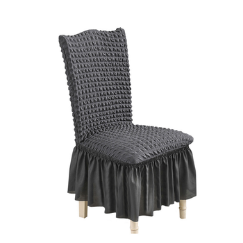 Dark Grey Chair Cover Seat Protector with Ruffle Skirt Stretch Slipcover Wedding Party Home Decor image