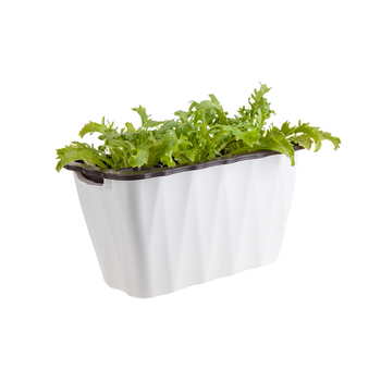 35cm Small White Rectangular Flowerpot Vegetable Herb Flower Outdoor Plastic Box Garden Decor image