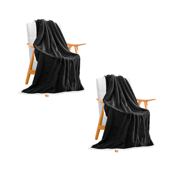 2X Black Throw Blanket Warm Cozy Double Sided Thick Flannel Coverlet Fleece Bed Sofa Comforter image