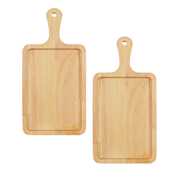 2X 35cm Rectangle Premium Wooden Oak Food Serving Tray Charcuterie Board Paddle Home Decor image