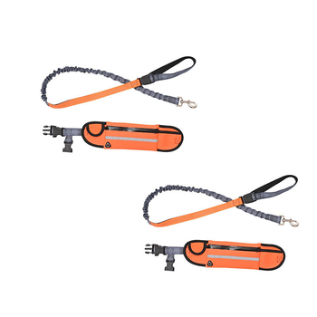2X Orange Adjustable Hands-Free Pet Leash Bag Dog Lead Walking Running Jogging Pet Essentials image