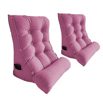 2X 60cm Magenta Triangular Wedge Lumbar Pillow Headboard Backrest Sofa Bed Cushion Home Decor image